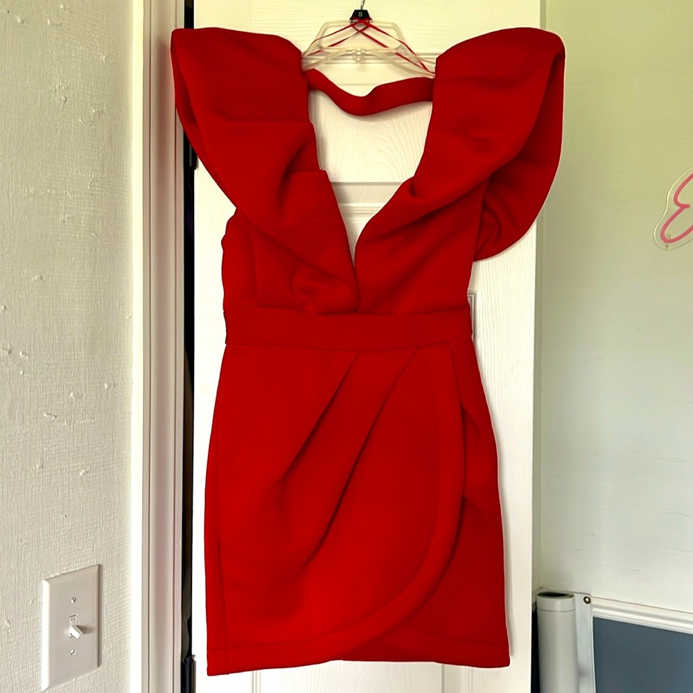 red dress with big sleeves!